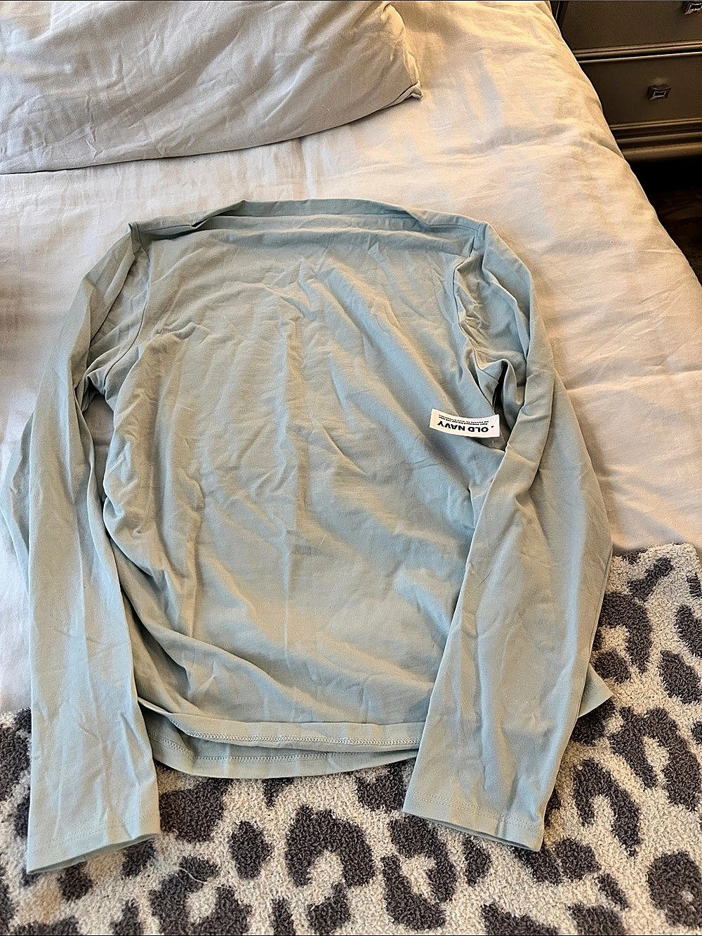 Old Navy Long-Sleeve Side-Ruched Top in Blue Size Large
